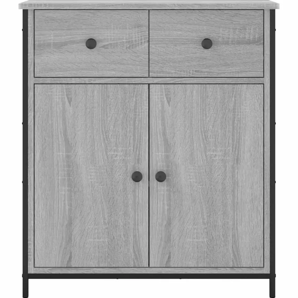vidaXL Dressoir 70x30x80 cm bewerkt hout grijs sonoma, foto 4