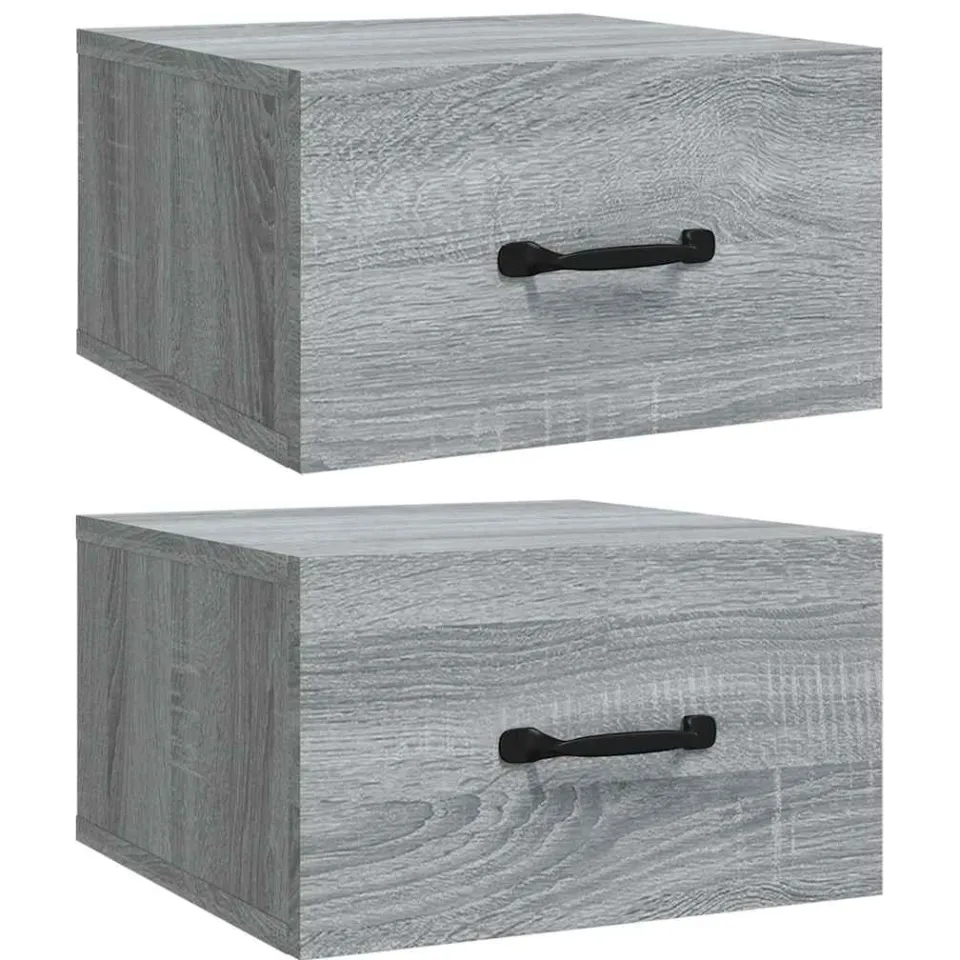 vidaXL Nachtkastjes 2 st wandgemonteerd 35x35x20 cm grijs sonoma eiken, foto 3