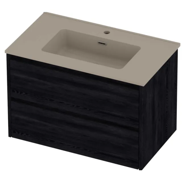 Proline Tribute Badmeubelset Porselein Elegant 1 Gat 80x46x54 cm Mat Crème Cotton Black Oak Eiken