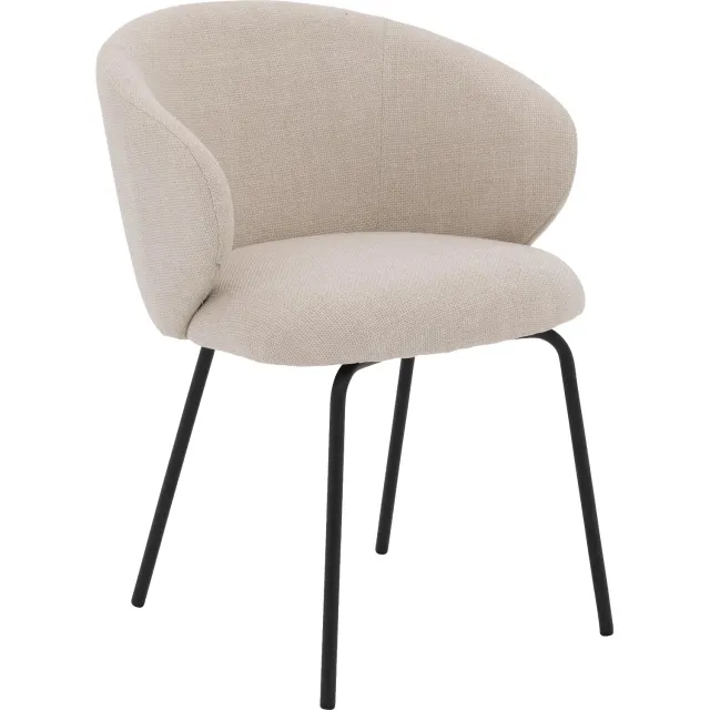 Goossens Stoel Noomi beige stof met armleuning
