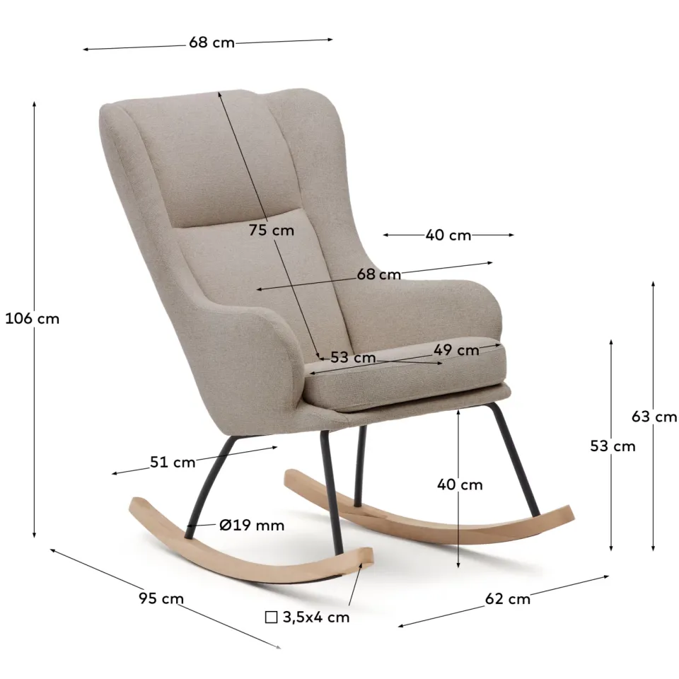 Kave Home Maustin schommelstoel beige, foto 3