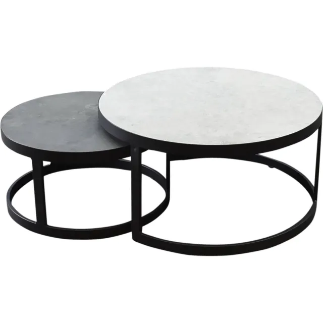 AVH-Collectie Montenegro salontafels 80 cm rond en 60 cm rond keramiek antraciet