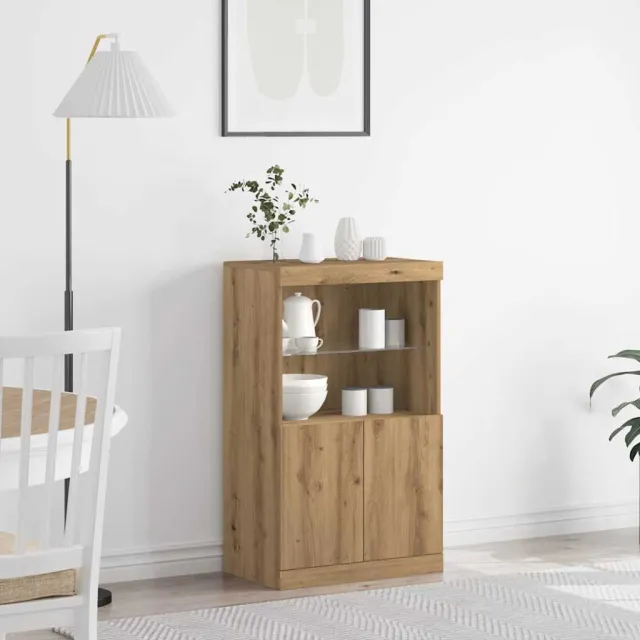 vidaXL LED Sideboard Bruin 60 x 37 x 100 cm Bewerkt hout, foto 2