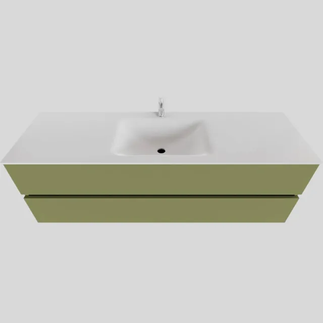 Boss & Wessing Badkamermeubel Solid Surface BWS Oslo 150x46 cm Midden Mat Groen (met 1 kraangat)