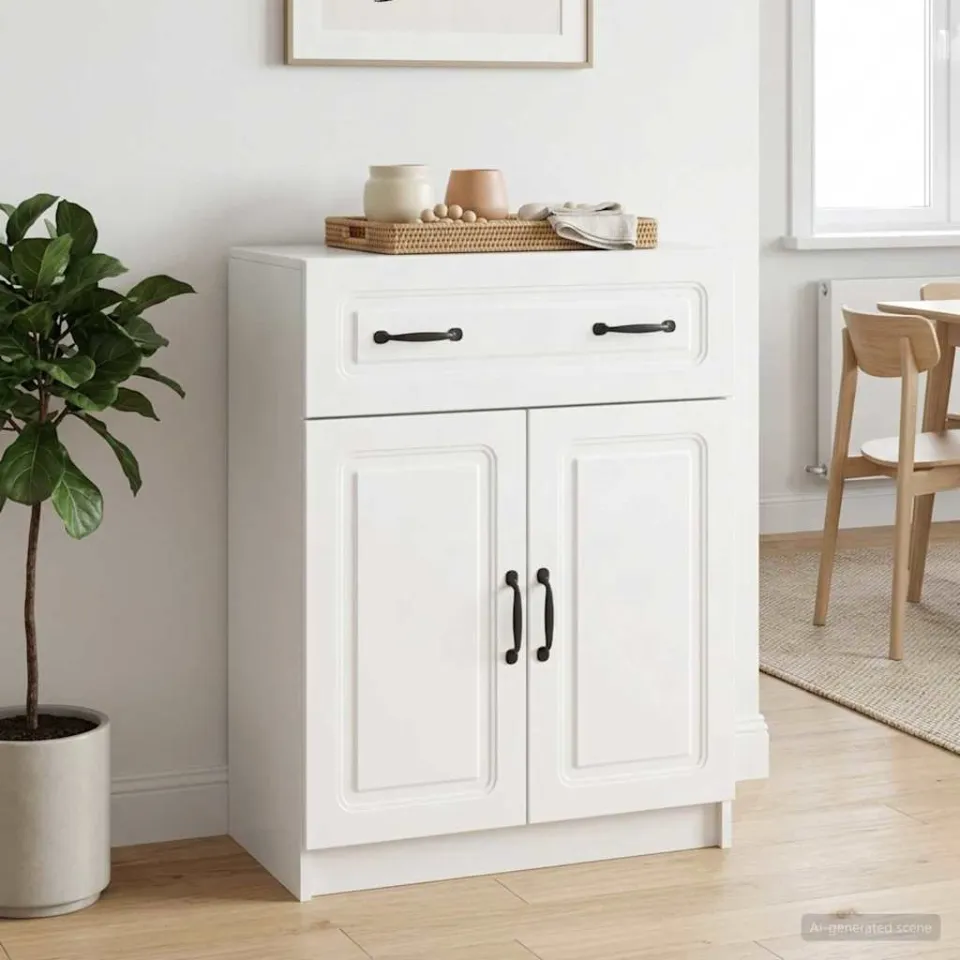 vidaXL Dressoir met lade Hoogglans Wit 66 x 34,5 x 87 cm Bewerkt hout, foto 4