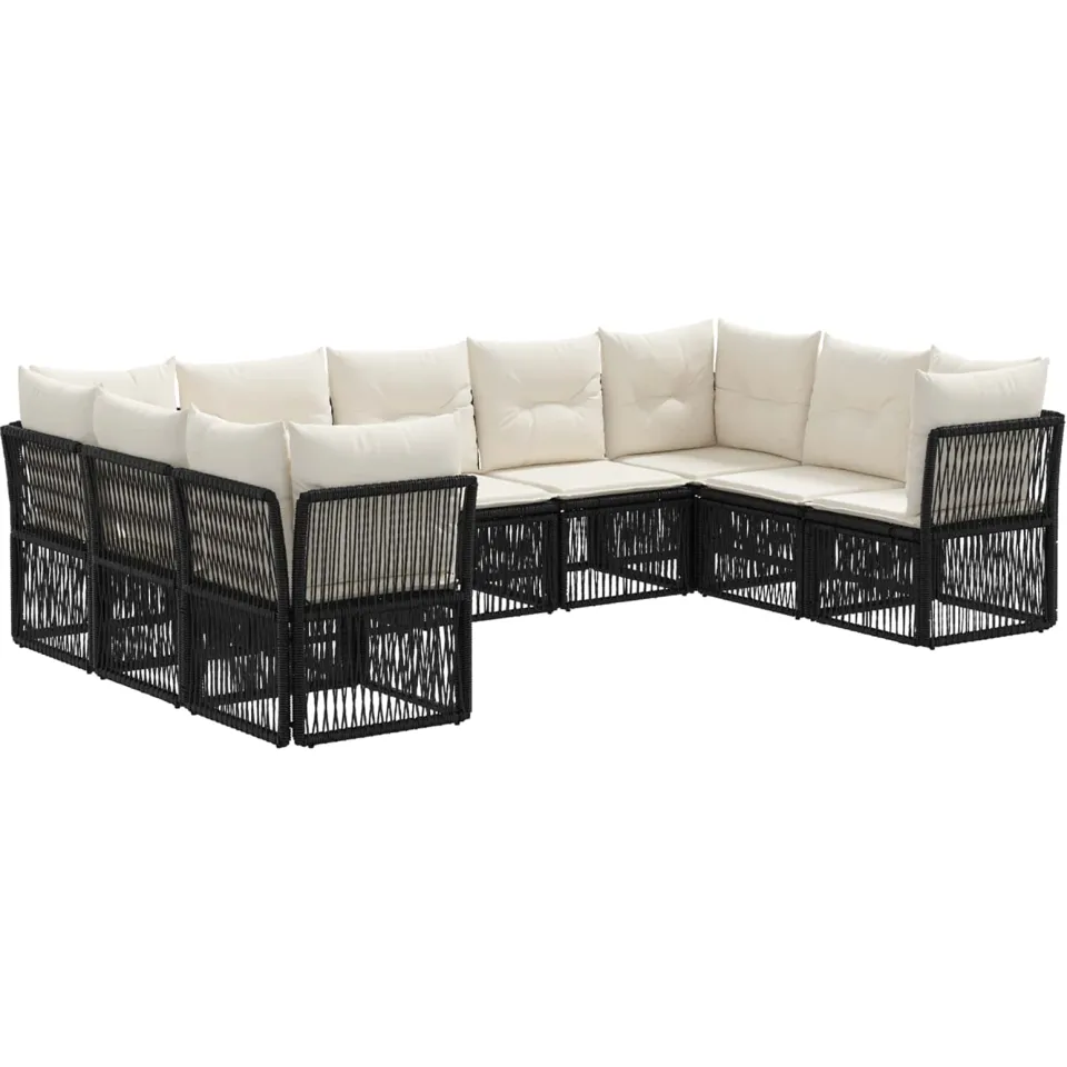 vidaXL Tuinbankenset 9 st 9-zits Zwart poly rattan, foto 3