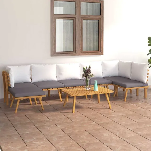 vidaXL 8-delige Loungeset met kussens massief acaciahout bruin, foto 2