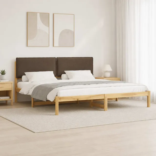 vidaXL Bedframe met gestoffeerd hoofdbord Whitewash en taupe Wit