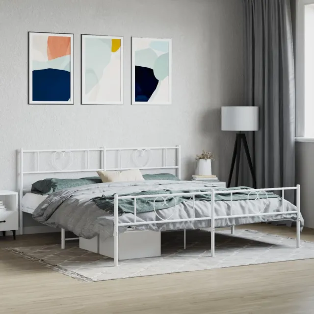 vidaXL Bedframe met hoofd- en voeteneinde metaal wit 180x200 cm