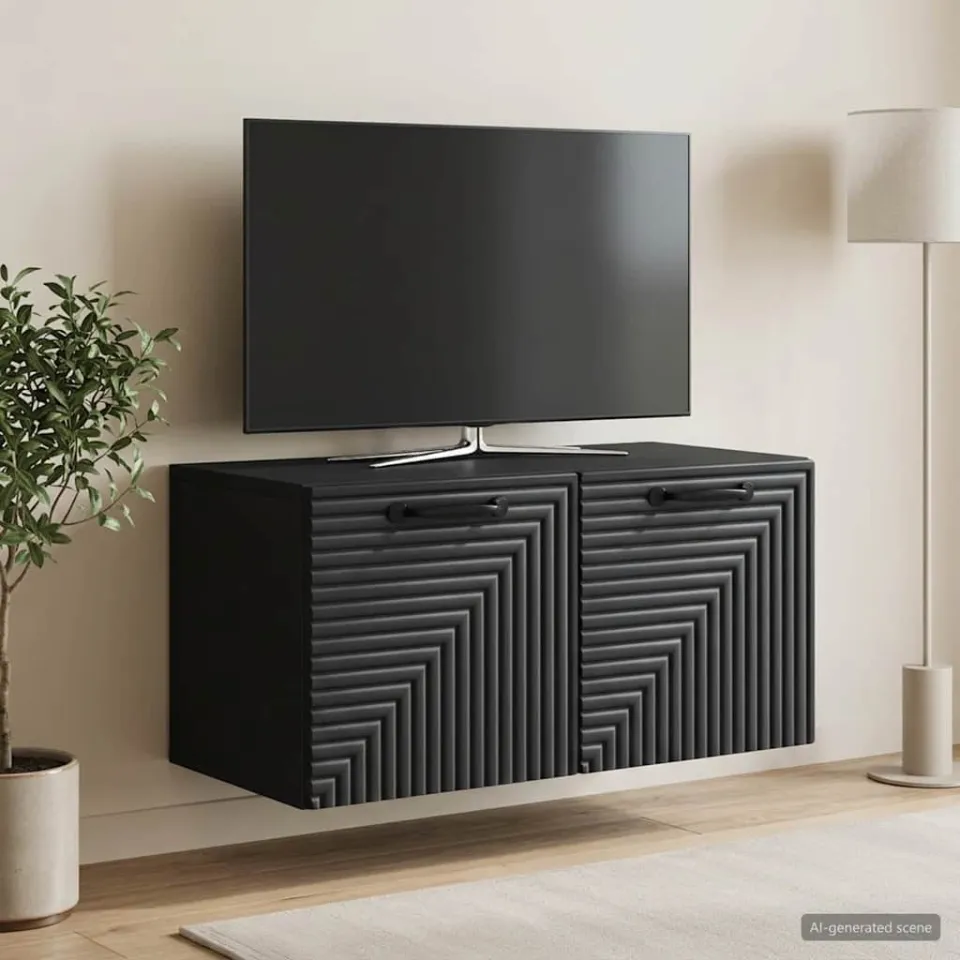 vidaXL Wandbeugel TV-kast Zwart 59,5 x 31 x 30 cm Bewerkt hout, foto 4