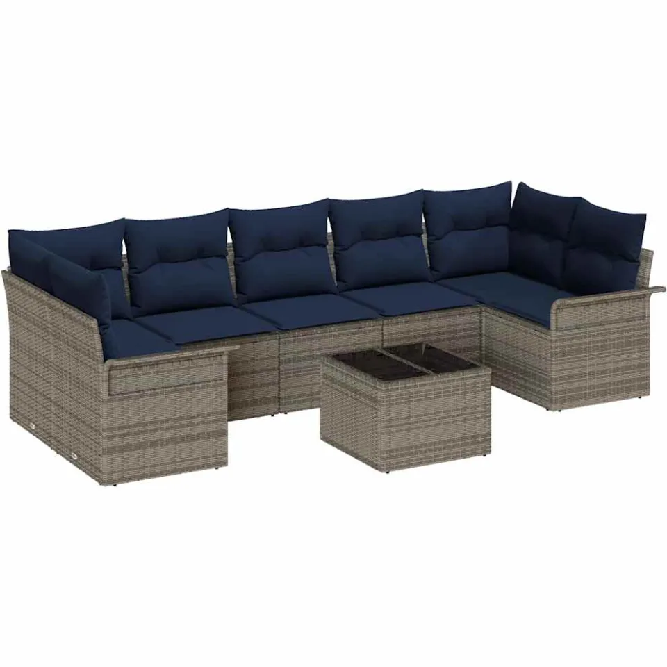 vidaXL Tuin Sofa Set 8 st Grijs poly rattan
