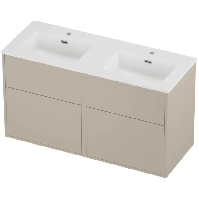 Proline Tribute Badmeubelset Porselein Elegant Voor Grepen 120x46x67 cm Mat White Soft Linen Beige