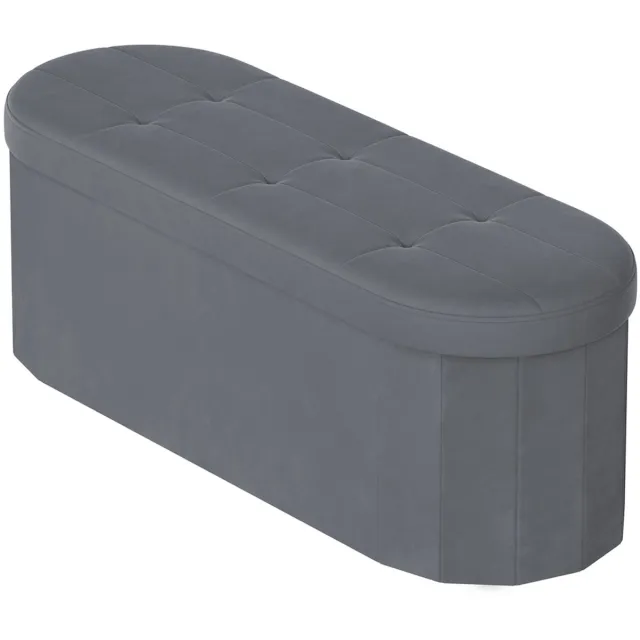 Songmics Bank met opbergruimte - Opbergbox en inklapbare voetensteun - 38 x 110 x 38 cm - Grijs