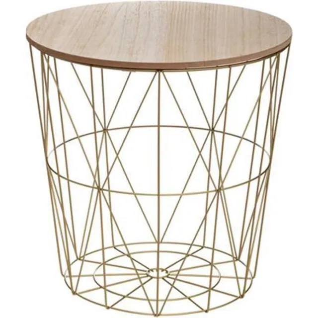 Atmosphera Bijzettafel draadmand - Opbergmand - Goud Metaal - 41 x 39.5cm