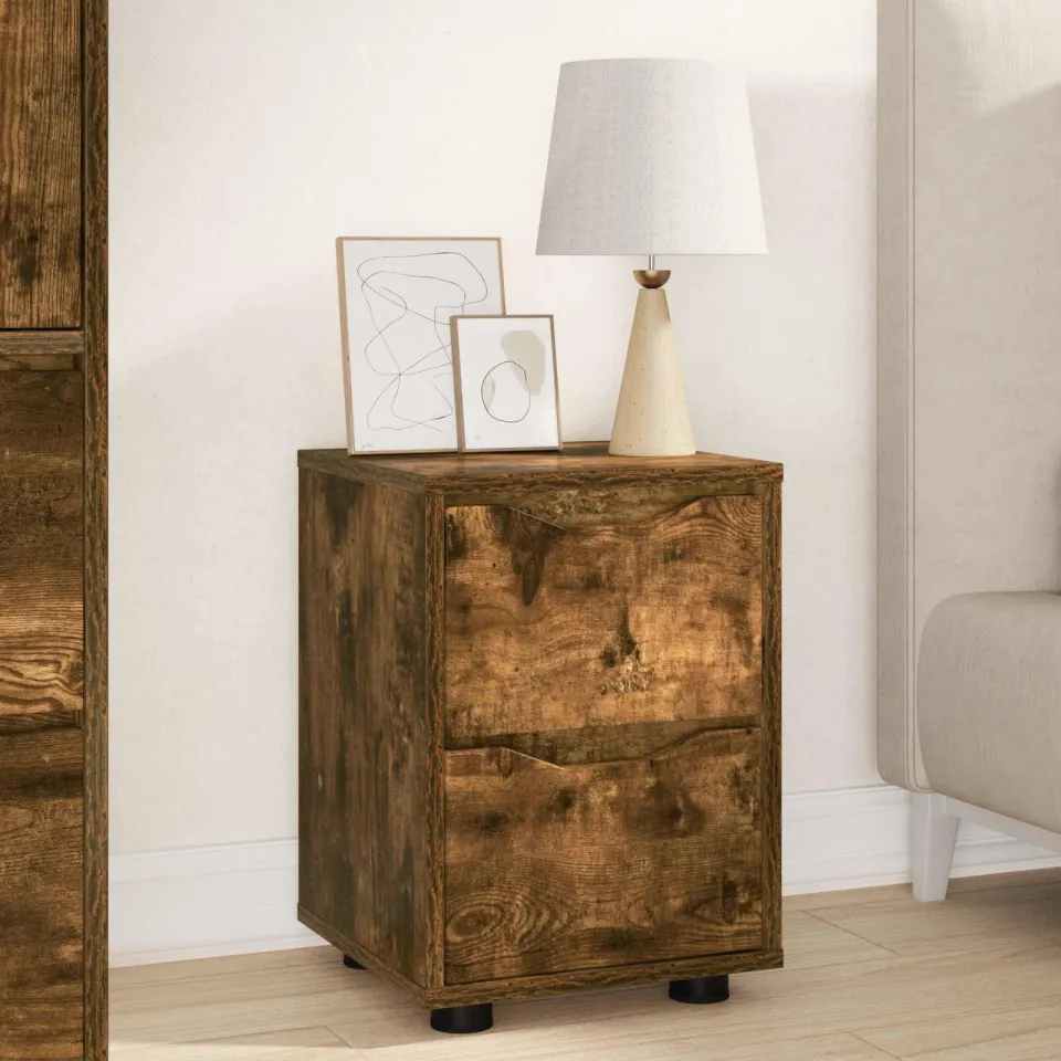 vidaXL Nachtkastjes 2 st Gerookt eiken 30,5 x 30 x 43 cm Bewerkt hout, foto 4