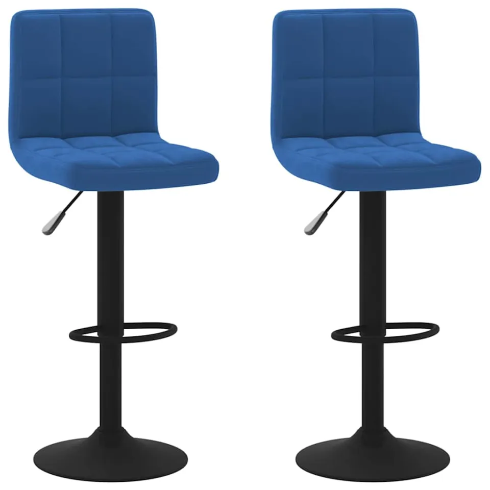 vidaXL Barkrukken 2 st fluweel blauw, foto 3