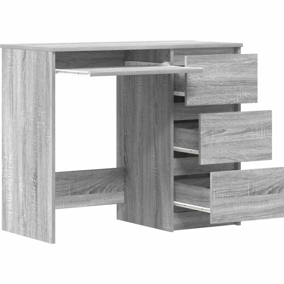 vidaXL Bureau 90x45x76 cm bewerkt hout grijs sonoma eikenkleurig, foto 4