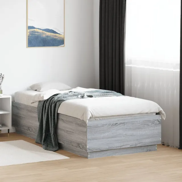 vidaXL Bedframe met LED-verlichting grijs sonoma eikenkleurig 90x190cm