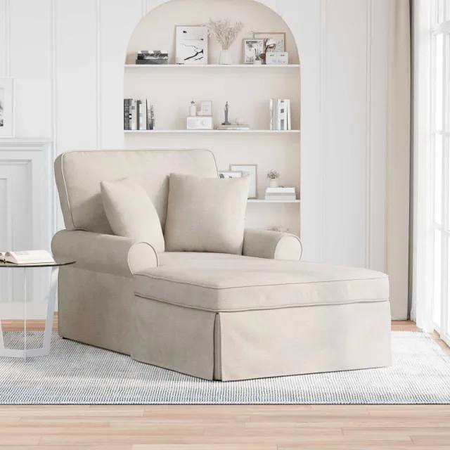 vidaXL Chaise Lounge met Rok Crèmekleurig 157 x 91 x 91 cm ARES