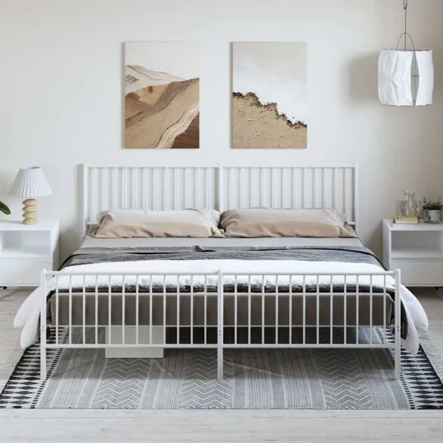 vidaXL Bedframe met hoofd- en voeteneinde metaal wit 193x203 cm