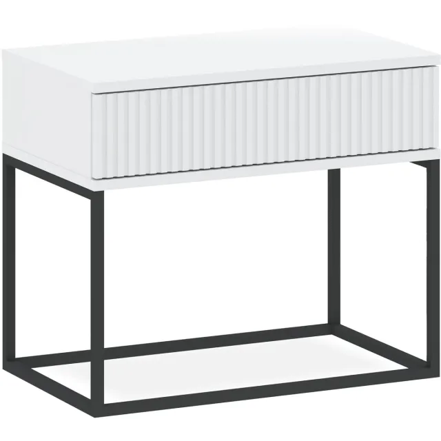 KONSIMO RECTUS Nachtkastje - met lade - Bijzettafel - Wit - 60x52x39 cm
