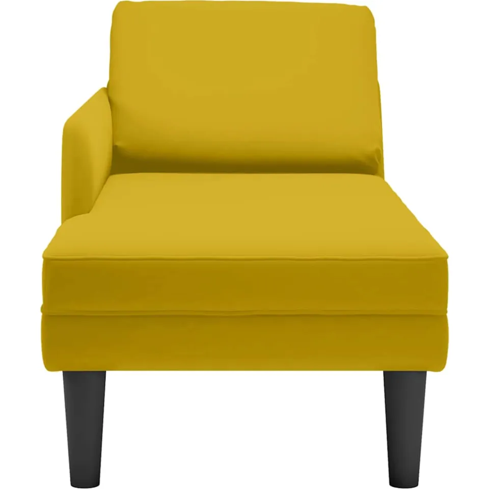 vidaXL Chaise longue met kussen en rechterarmleuning fluweel geel