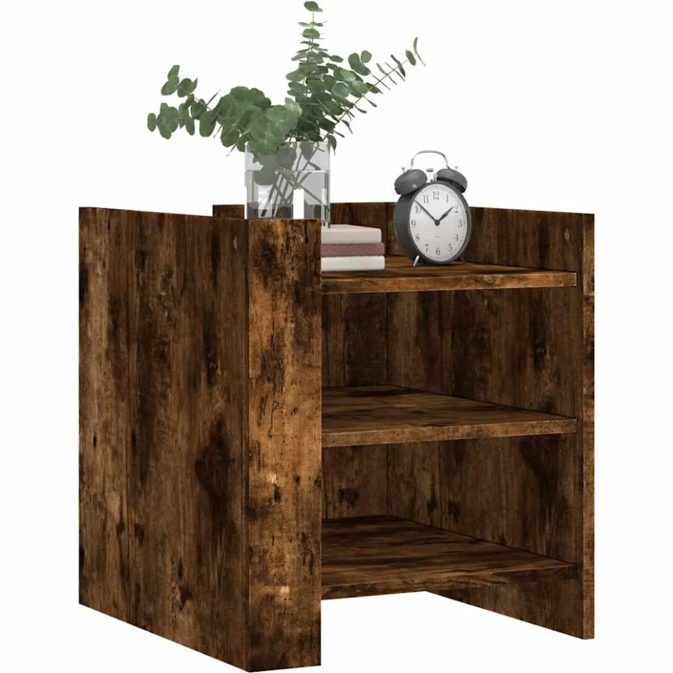 vidaXL Nachtkastje 45x50x50 cm bewerkt hout gerookt eikenkleurig, foto 3