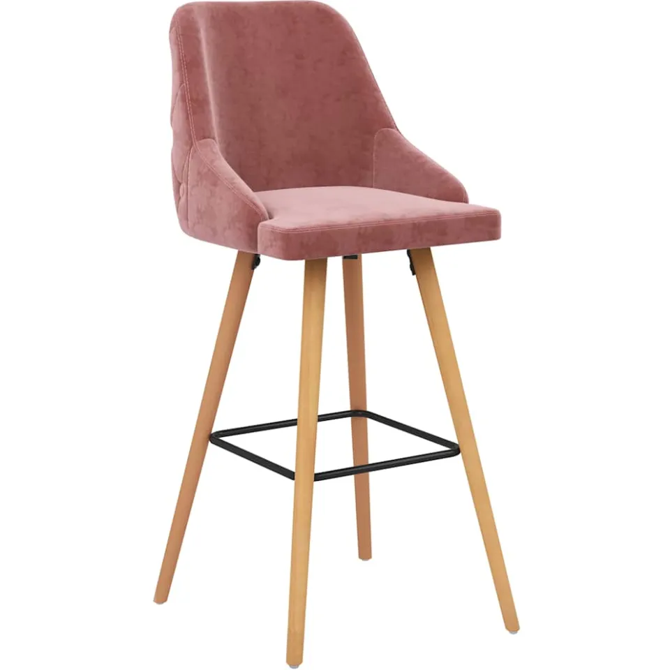 vidaXL Barkrukken 2 st fluweel roze, foto 2