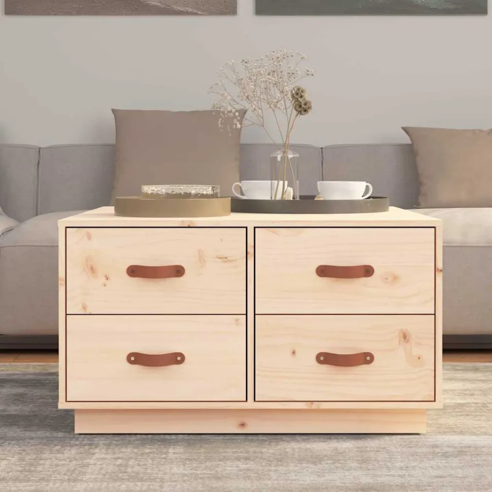 vidaXL Salontafel 80x80x45 cm massief grenenhout bruin, foto 3