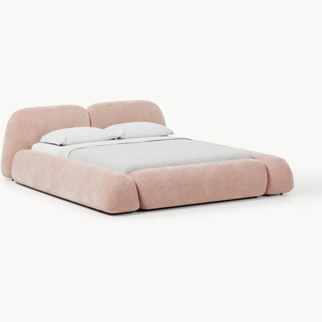 Westwing Collection Gestoffeerd bed Wolke met opbergruimte Roze