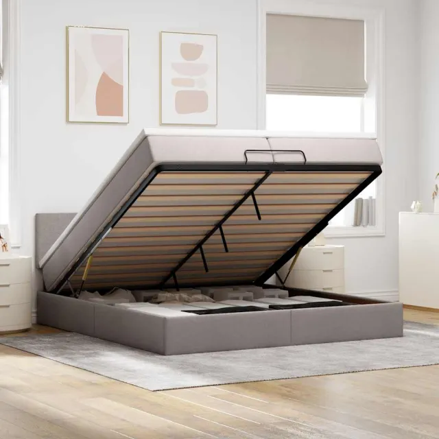 vidaXL Ottoman bed met matrassen en LED's 200x200cm stof taupe