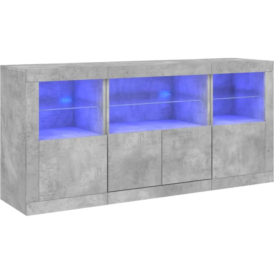 vidaXL Dressoir met LED-verlichting 142,5x37x67 cm betongrijs grijs