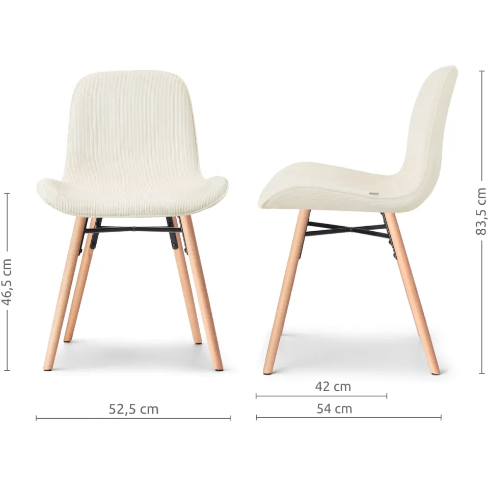Nolon Nena-Fé eetkamerstoel rib beige - houten onderstel, foto 3