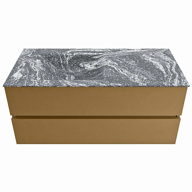 Mondiaz VICA-DLUX 110cm badmeubel onderkast Oro 2 lades. Inbouw wastafel CLOUD links 1 kraangat, kleur Lava.