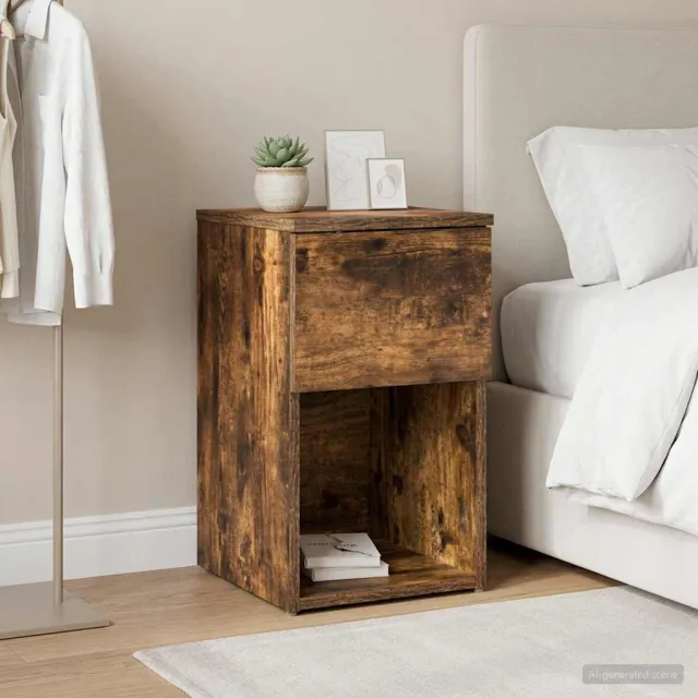 vidaXL Bed kast Gerookt eiken 29 x 31,5 x 49 cm Bewerkt hout, foto 2