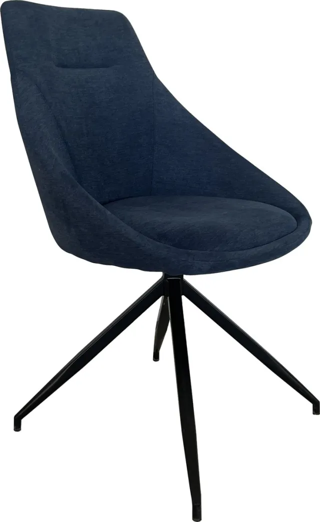 Lina Lex Eetkamerstoelen-360 Graden- Blauw - Stof - Metalen Poten