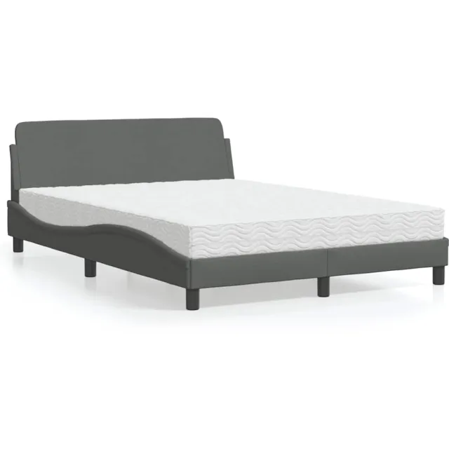 vidaXL Bed met matras "Dover" stof donkergrijs 140x190 cm