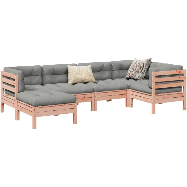 vidaXL 6-delige Loungeset met kussens massief douglas vurenhout Bruin