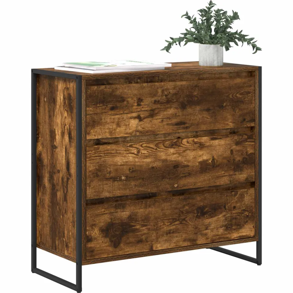 vidaXL Dressoir Gerookt eiken 79 x 36 x 75.5 cm Bewerkt hout Bruin
