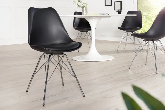 Invicta Interior Retro stoel SCANDINAVIA MEESTERSTUK zwart chroom frame - 36185 Zie omschrijving