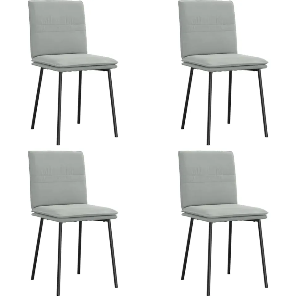vidaXL Eetkamerstoelen 4 st fluweel lichtgrijs grijs, foto 3