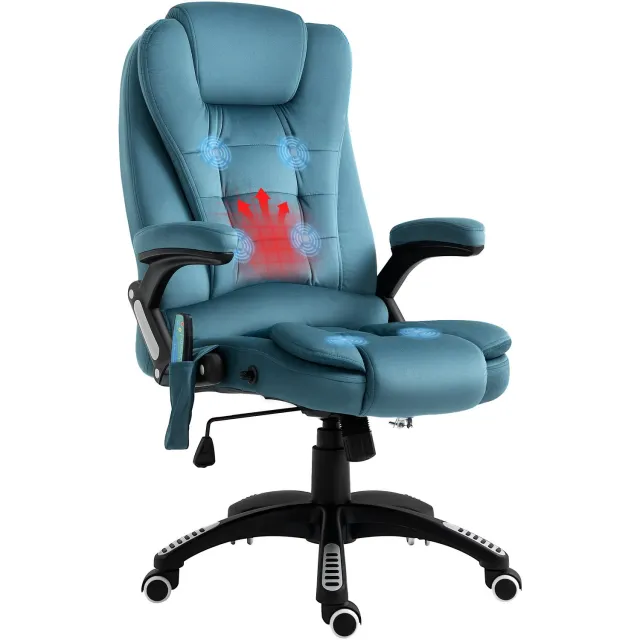 Vinscetto Vinsetto Bureaustoel met massage- en warmtefunctie - Directiestoel bureaustoel verstelbaar - Blauw