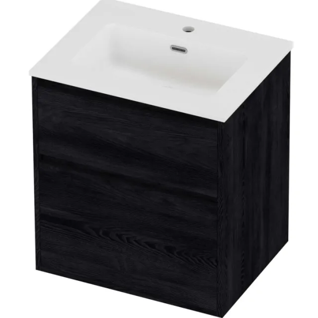 Proline Tribute Badmeubelset Porselein Elegant 1 Gat 60x46x67 cm Mat White Black Oak Eiken