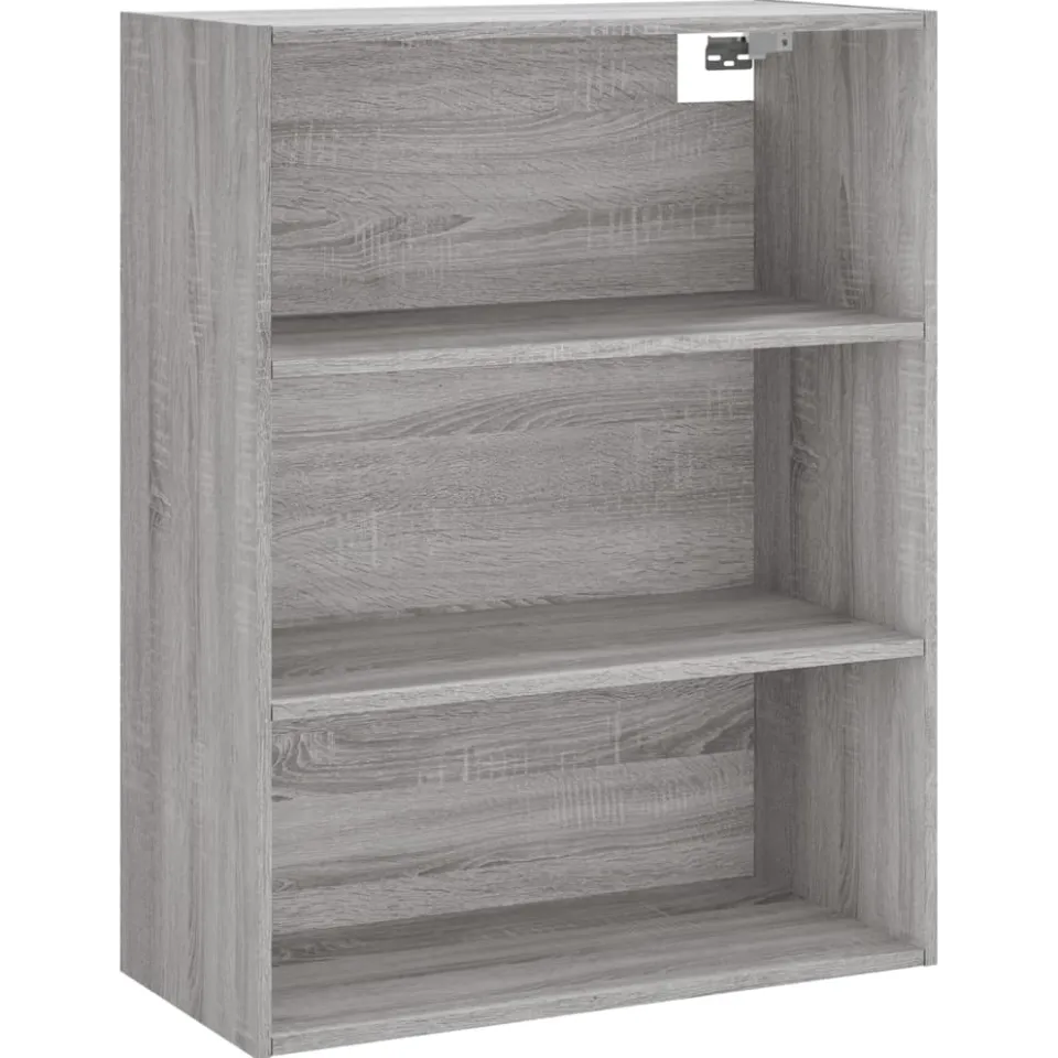vidaXL Hoge kast 69,5x34x180 cm bewerkt hout grijs sonoma eikenkleurig