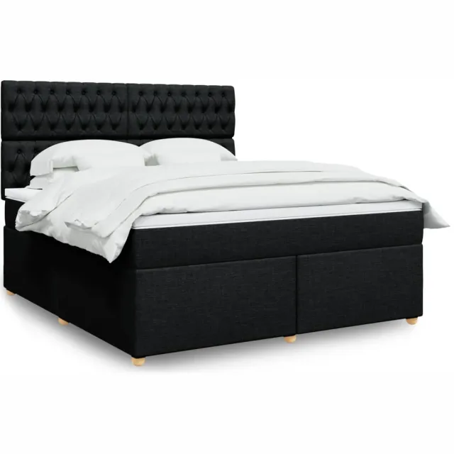 vidaXL Boxspring met matras stof zwart 180x200 cm