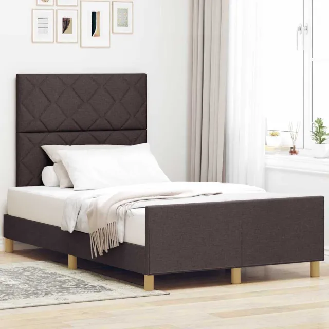 vidaXL Bedframe met hoofdeinde Donkerbruin 120 x 190 cm Stof