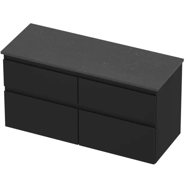 Proline Deck Badmeubelset Hardsteen Asymmetrisch 4 Laden 120x46x55 cm Blue Stone Mat Zwart