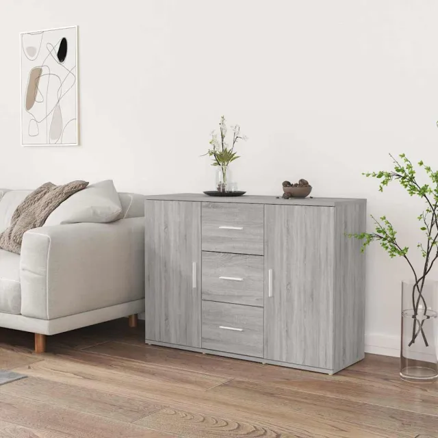 vidaXL Dressoir 91x29,5x65 cm bewerkt hout grijs sonoma eikenkleurig