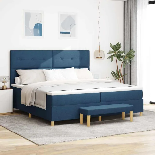 vidaXL Boxspring bed met hoofdeinde Blauw 200 x 200 cm Stof