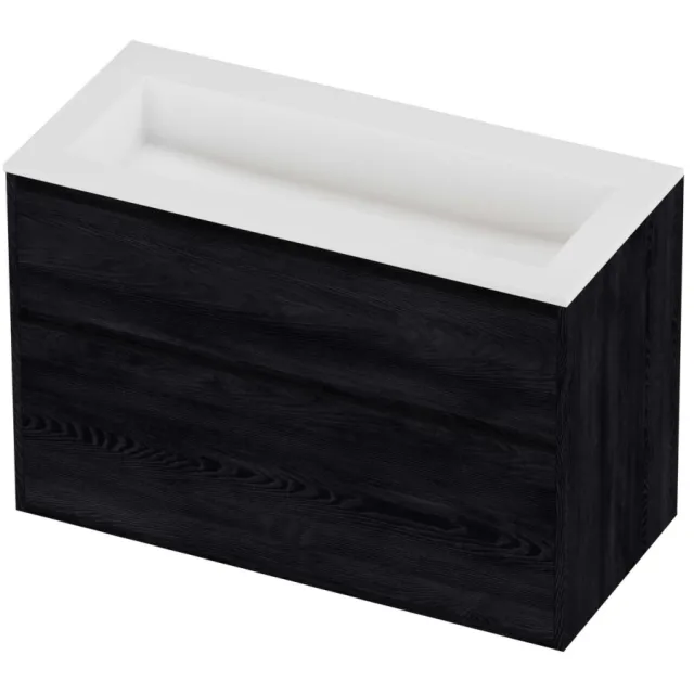 Proline Aristo Badmeubelset Polystone Elegant 100x46x67 cm Mat White Black Oak Eiken